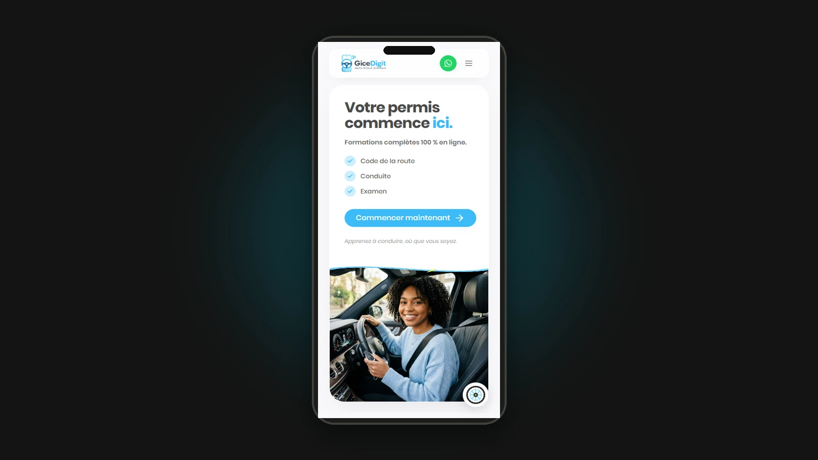 Gice Digit - Auto-École 100% en Ligne - Vue Mobile Responsive