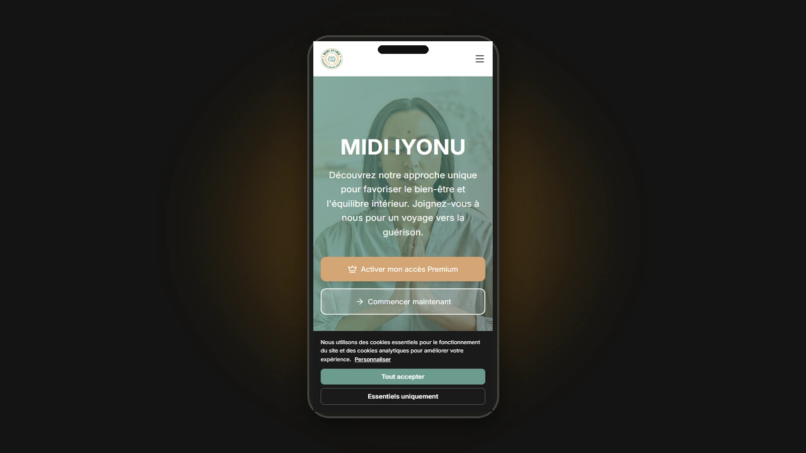 MIDI IYONU - Plateforme de Soins Holistiques & E-commerce - Vue Mobile Responsive